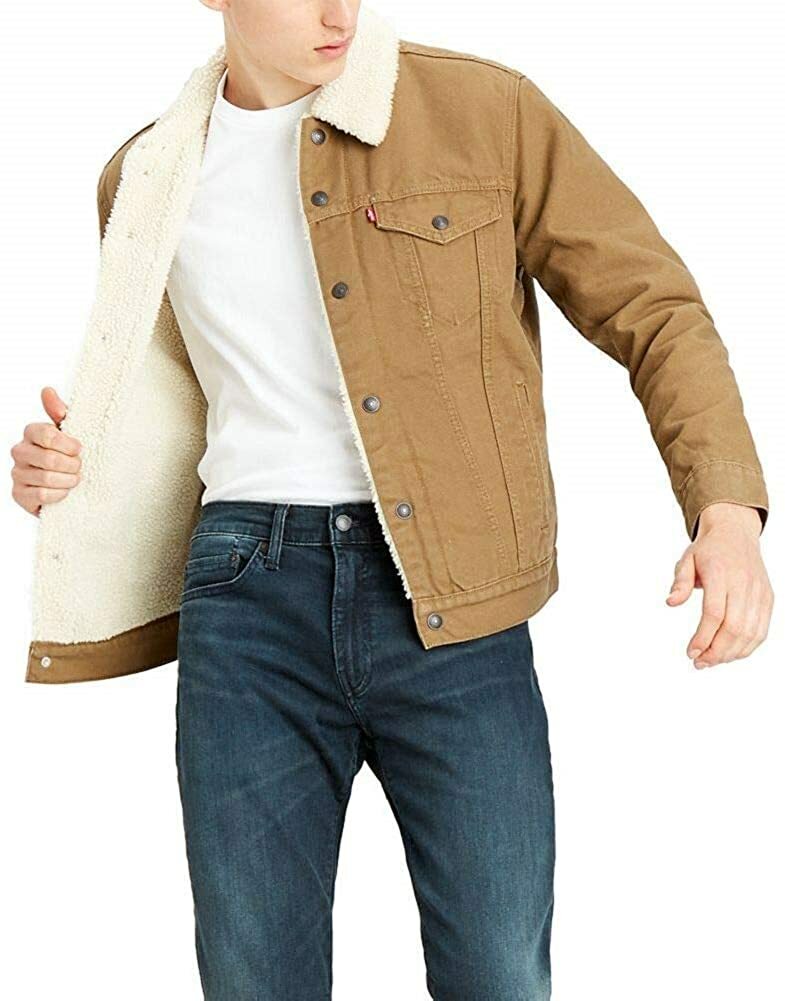 Levi's Men's Big & Tall Sherpa Trucker Jacket Cougar Canvas 588970004 | eBay