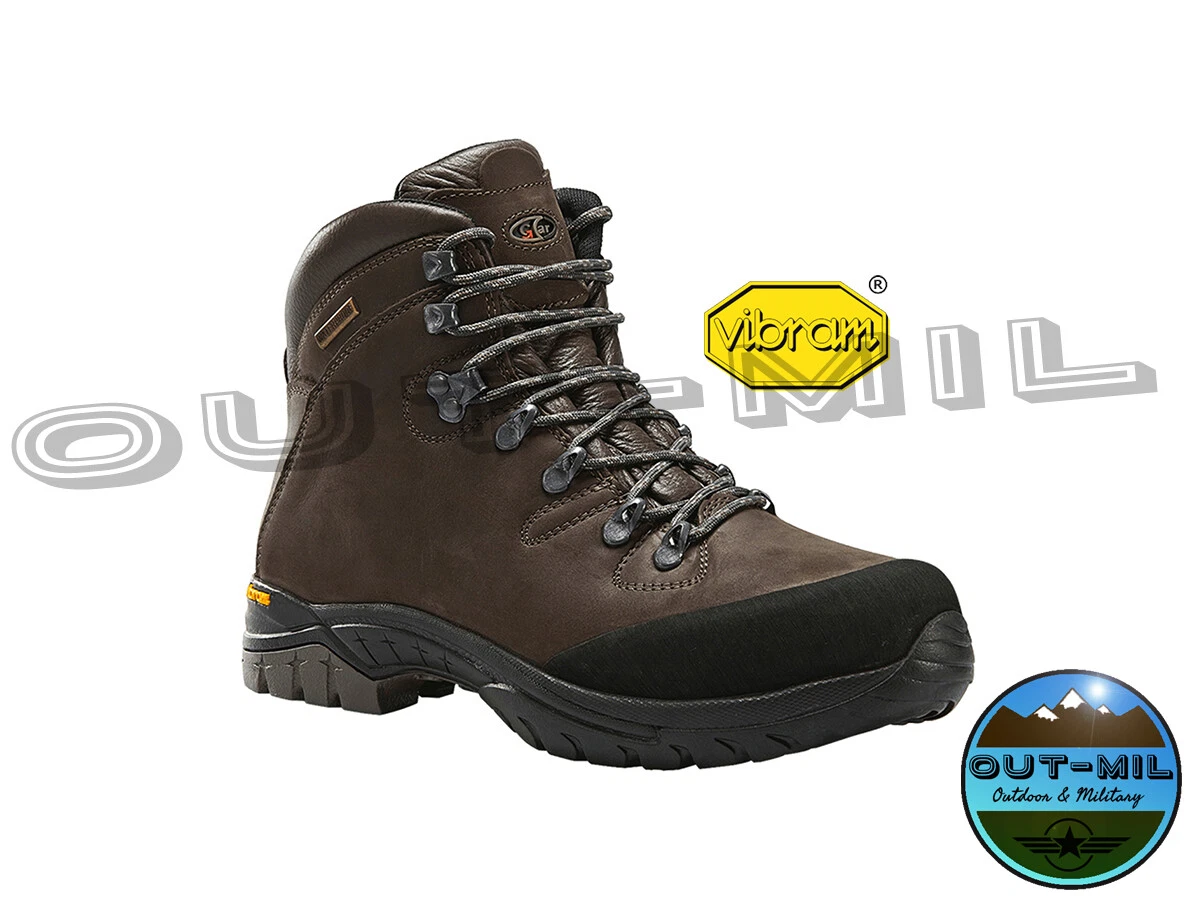 Scarpa Scarpone tecnico da caccia in pelle marrone con suola Vibram