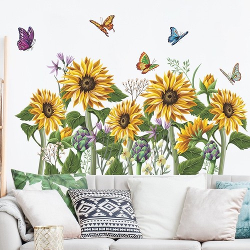 Removable Wall Decal Stickers Sunflower Butterfly Wall Art Skirting Decor AU - Picture 4 of 14