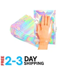 Elegant 100PC Holographic Foil Bags - Versatile Resealable Packaging Solution