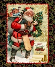 Springs ~ CP69524 Victorian Santa Christmas ~ 100% Cotton Fabric 36" Quilt Panel