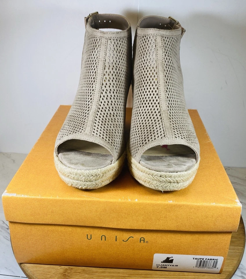 Unisa Womens Shoes Wedge Taupe Heel Espadrille Size 7.5M - Image 2 of 4
