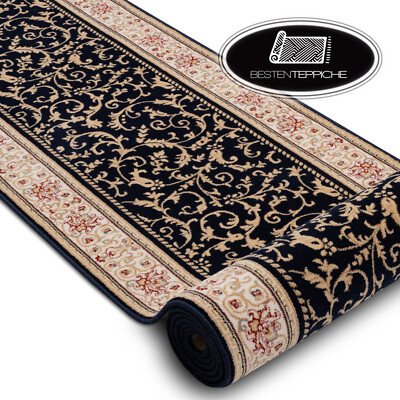 Originale 100% Wolle Läufer NAIN Ornament beige dunkelblau beste Qualität
