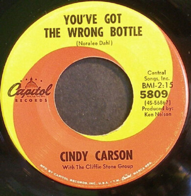 Cindy Carson With Cliffie Stone Group - You've Got The Wrong Bottle  1967 7