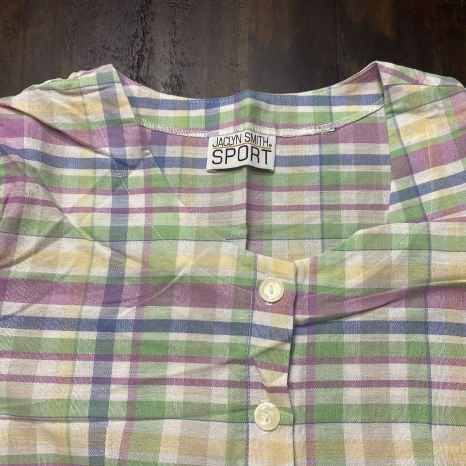 Blusa Jaclyn Smith Sport Vintage Xadrez Multicolorido - Imagem 2 de 4