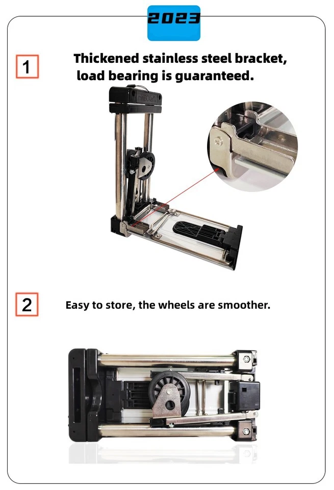 Folding Stainless Steel Hand Trucks Portable Lightweight Luggage Shopping Cart - Image 2 of 4