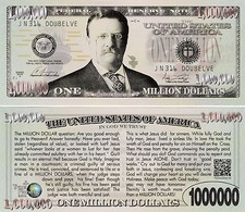 Theodore Roosevelt Million Dollar Play Funny Money Gospel Tract with FREE SLEEVE