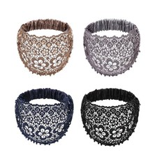 NOIAFZY 4pcs Set Elegant Floral Beaded Wide Headbands for Women - Blue
