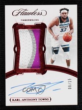 2019-20 Panini Flawless Vertical Ruby 6/15 Karl-Anthony Towns Patch Auto 3d3
