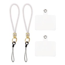2 Pcs Phone Lanyard, Nylon Detachable Wrist Strap with Phone Patches, White
