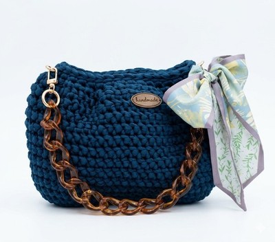 Handgefertigte gehäkelte Ocean Bag Clutch Armband Umhängetasche Tasche für Damen 25x16 cm