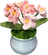 Crochet Flowers Pink Gradient Myosotis Cute Floral Gifts for Women Desk Home Dec