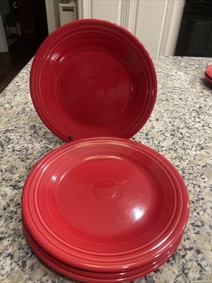 Fiesta Scarlet Red Dinner Plates 10.5  Set of 4 Fiestaware Homer Laughlin USA