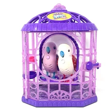 Little Live Pets Chirp Talking Parakeet Love Birds in Colorful Cage Works
