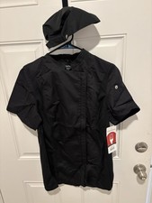 Chef Works Black Short Sleeve Chef Coat with Hat Professional Chef Uniform