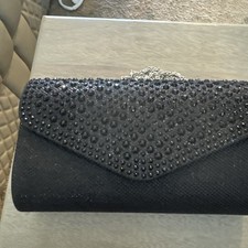 Evening Bag Clutch Purse NWT Black Rhinestones