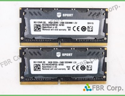 32GB Lot 2 16GB Micron Ballistix Sport PC4-2400 SODIMM Laptop RAM BLS16G4S240FSD