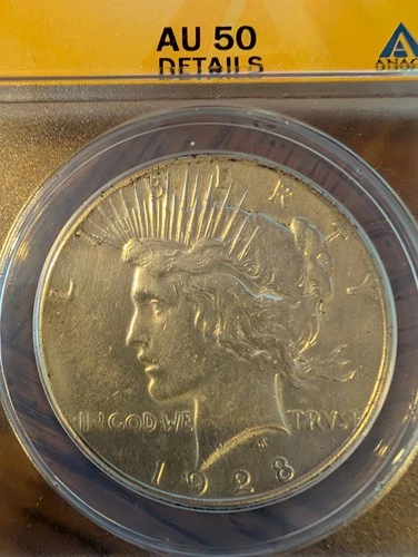 1928 Peace Silver Dollar - ANACS AU50 Details