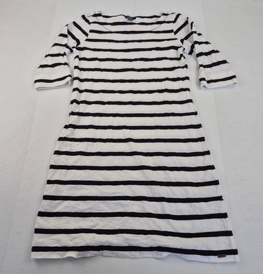 Hatley Kleid Medium 12 14 schwarz weiß Damen gestreift 100 % Baumwolle Freizeit
