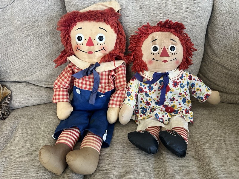 Vintage Large 24" Raggedy Ann & Andy Knickerbocker Doll Original 1960s Hong Kong
