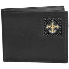 Siskiyou Sports NFL New Orleans Saints Leather Gridiron BiFold Wallet, Black