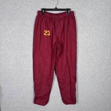 VINTAGE 90s Track Pants Mens Large Maroon Gold 23 UMD U of M Fleece Lined USA