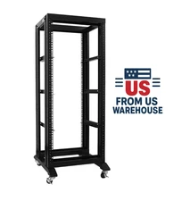 New 27U 4 Post Open Frame Network It Server Rack 17" Deep With L Rails