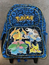 Pokemon Rolling Backpack Nintendo Kids School Pikachu Book Bag Carry On