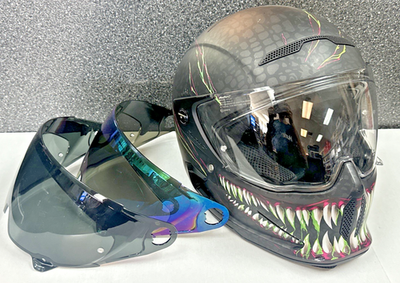 RuRoc Atlas 2.0 Carbon Full Face Motorcycle Helmet (Small) W/ 2
