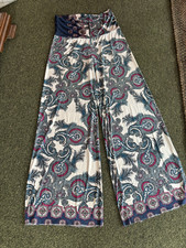 HIGH WAISTED BOHO PALAZZO PANTS FOLD OVER WAIST- PAISLEY
