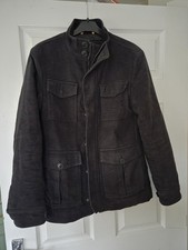 Next Signature Italian Moleskin Jacket Mens Black  Consealed Zip Size Xs