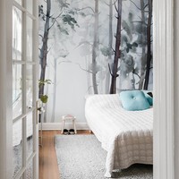 Wizard Genius + Idealdecor Vlies Fototapete Bemalter Wald 260X384 Cm Weiß