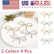 4pcs 2Color Bowknot Metal Alloy Hair Clips Fashion European American Hairpins  