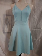 Windsor Holiday Formal Skater Teal Dress Lace Back Hi Low Size Large