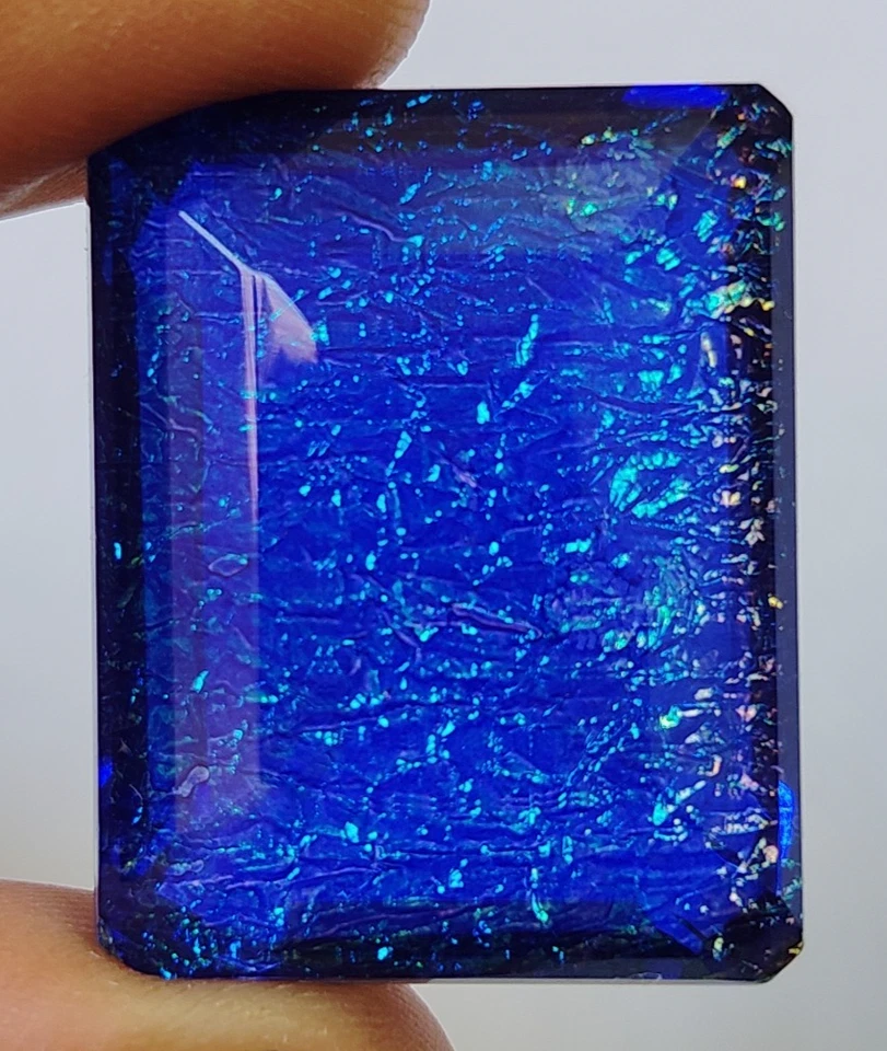 AAA+ 90.95 Ct. Large Monarch Fire Opal Doublet Emerald Cut Loose Gemstone - Image 2 of 4