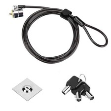 Laptop Cable Lock - 6.7Ft Security Cable with Adhesive Anchors - Black 1Pack