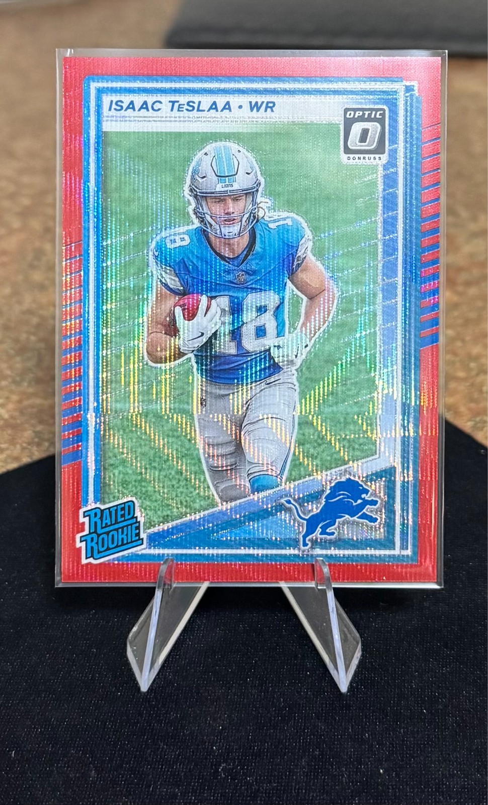 2025 Donruss Football Isaac Teslaa #338 Optic Preview Red Wave Rookie Lions