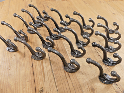 20 Cast Iron School Style Coat Hooks Hat Hook Rack Hall Tree Acorn