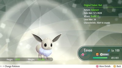 Eevee Shiny 6IVS Max AV Pokemon Lets'Go Pikachu/Eevee