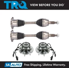 TRQ 2 Front Left Right New CV Axle Shaft 2 Wheel Hubs & Bearings 6 Lug 4WD