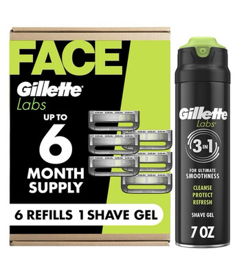 Gillette Labs 5-Blade Razor Refill Cartridges 6ct Stainless Steel Face/Neck