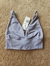 Adidas Sport Active Seamless Micro Stretch Long Line Plunge Bra Small Purple