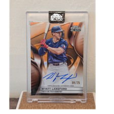 2025 Topps Chrome Black Wyatt Langford Autograph Orange Refractor /25 Rangers