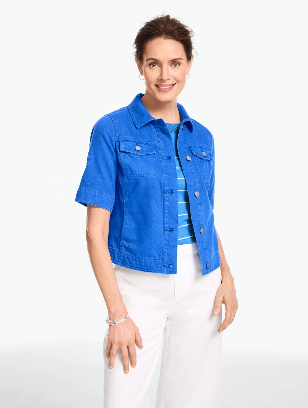 Short Sleeve Jean Jacket at Talbots, NWT $119, All size, CATALINA BLUE
Opens in a new window or tab