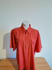 Sheplers Pearl Snap Button Coral Western Shirt Mens 18-1/2 Tall