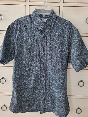 Lee Baron Custom Men's Button Down  Shirt Size 42 Floral Print Black
