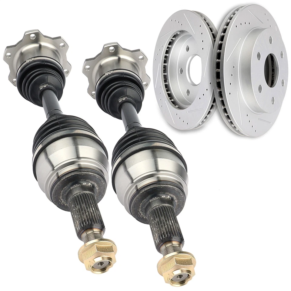 for Chevrolet Avalanche 1500 5.3L 2002-2006 Front CV Axle + Brake Discs Rotors Foto 2 de 4