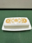 Vintage Pyrex Butterfly Gold Butter Dish #72-B Milk Glass Covered Dish USA 1970s