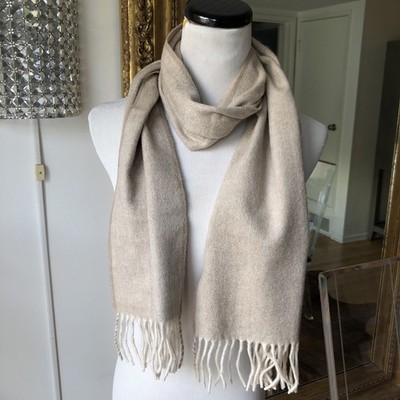 Saks Fifth Avenue 100% Kaschmir Beiger Schal Mit Fransen