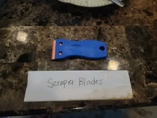 Plastic Razor Blade Scraper and Over 50 Pcs Blades, Remove Label Decal Tool.